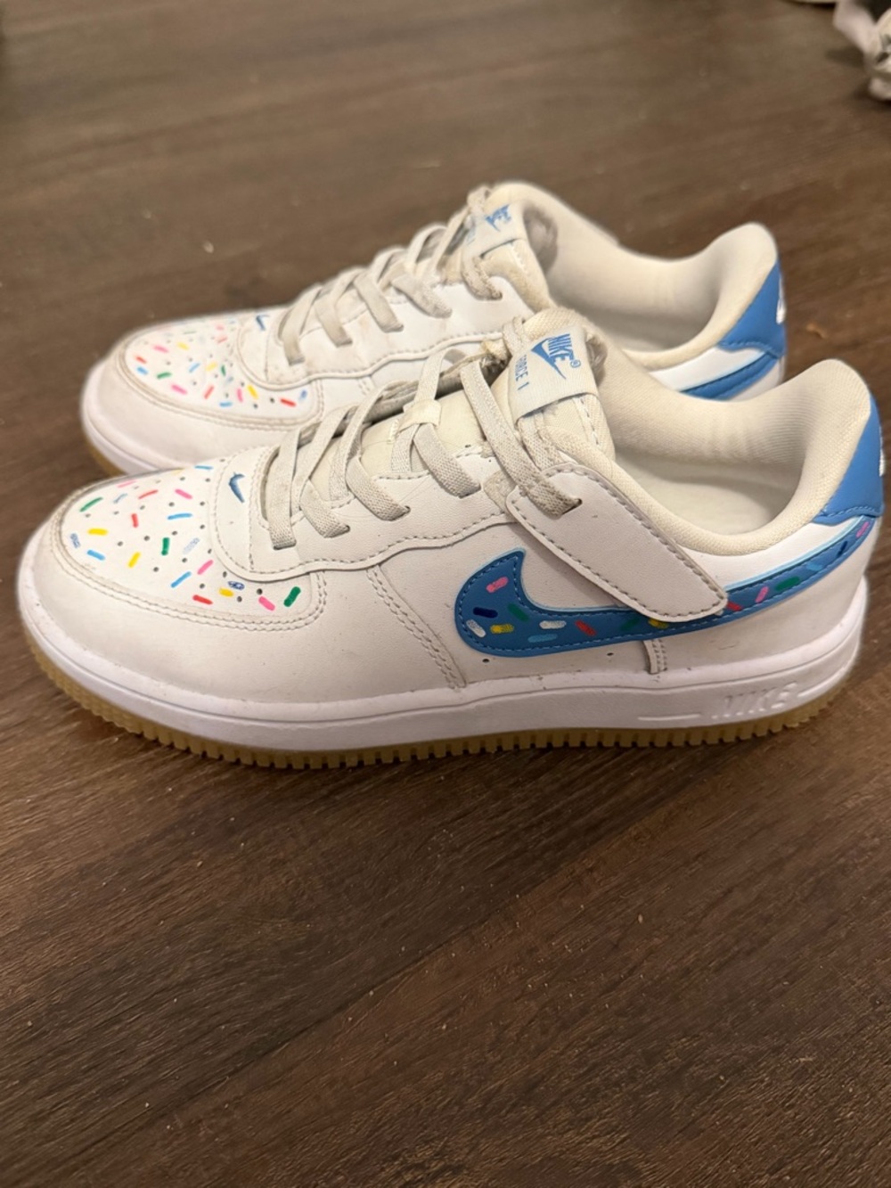 Boys Blue & White Nike Air Force One Size 3 (With Sprinkles)